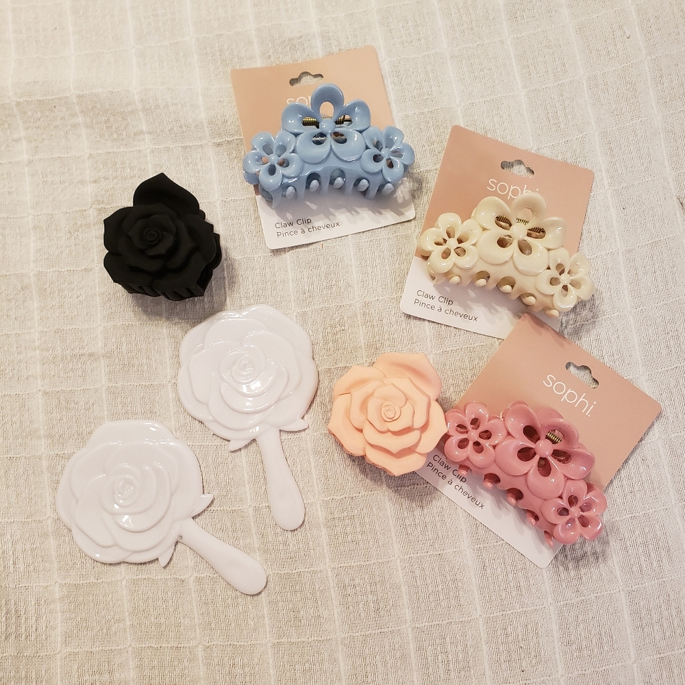 Flower mirror hair clip bundle